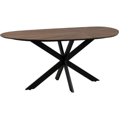 Table à manger 178 cm MDF naturel et pied noir SYLVORA (1/5)
