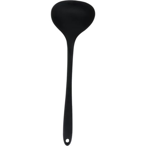 Jiozermi Louche à soupe en silicone, 30,5 cm de long, résistante à la chaleur jusqu'à 315,6 °C, design anti-adhésif et sans couture pour une cuisson et un service faciles, durable et facile à nettoyer (1/5)