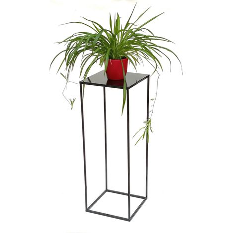 Dandibo – Tabouret pour fleurs 96353 – Métal et bois noir – Hauteur 100 cm – Colonne moderne pour plantes – Table d'appoint