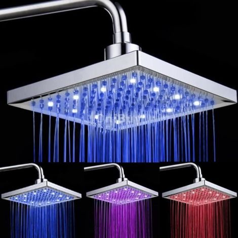 Quadratischer LED-Duschkopf mit 3 Farben