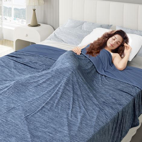 WOLTU 2 in 1 Kühldecke Sommerdecke Geschenk Arc-Chill Q-Max / 0,45 Doppelseitige Decke Selbstkühlende Schweißableitend und Atmungsaktiv Leichte Bettdecke Wohndecke für Sommer, 220x240cm, Blau