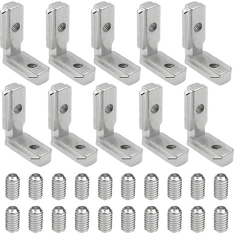 10PCS Profile Aluminium Corniere 90° Angle Interne Rainure en T Supports de Raccord d’angle Intérieur, Joint à Angle L-Forme pour Series 3030 Fente 8mm (1/4)