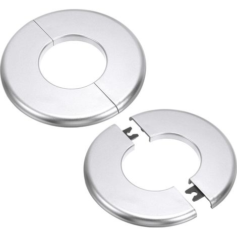 Plaque d'Écussons Auto-Adhésive Ronde 2.01"/51mm, 2pcs Couverture Murale en ABS pour Tuyau d'Eau, Cache Mitigeur Douche Boucles Rosace Robinet Chauffage Plomberie, Argenté (1/5)