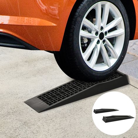 Ensemble de 2 rampes, rampe de seuil, rampe de trottoir, rampes en caoutchouc, capacité de charge de 3 tonnes, plastique, noir