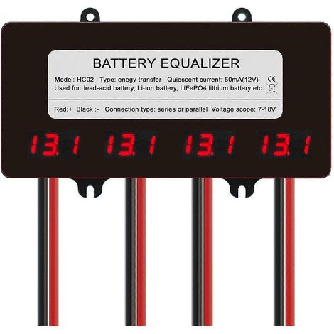 Égaliseur de batterie HC02 avec affichage LED, courant de 10 A, équilibreur de tension actif pour batteries Li-ion, LiFePO4 et LTO au plomb-acide. (1/5)
