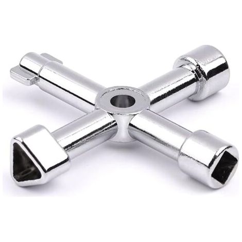QORVA-4 Clé Des Utilitaires Multi-Fonctionnels à Voies Clé Clé De Cock De Poche Électrique Pour Armoire De Bac à Gaz d'Eau Clé d'Ouverture De l'Armoire (Argent) (1/5)