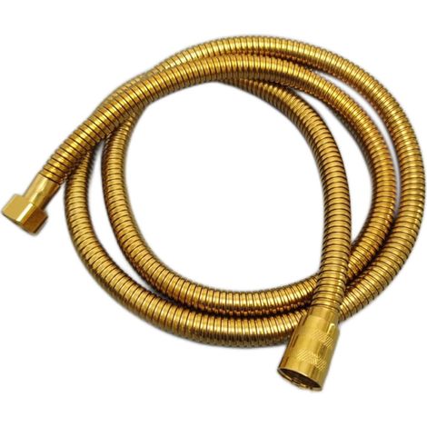 Tuyau de douche flexible de 152,4 cm, extra long, en acier inoxydable, double boucle pour pommeau de douche à main – Laiton poli (1/5)