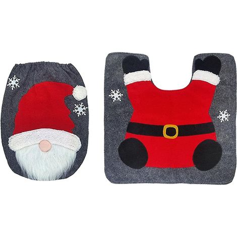 Ensemble housse et tapis de toilette de Noël Housse et tapis de toilette de Noël, chauve-souris amusante (1/5)