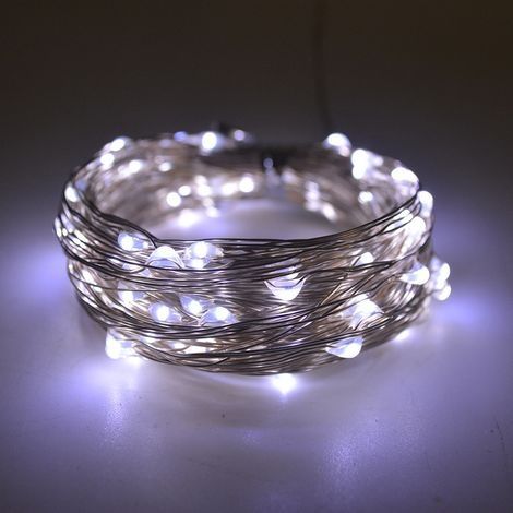 Guirlande lumineuse solaire, 10m, 100 LED, 8 modes, adaptée pour sapin de noël, jardin, décoration de balcon, blanc froid (1/5)