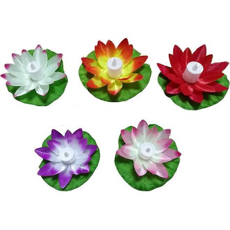 Bougie électronique LED Lotus Lampes compatibles Décoration 5 pièces Art en tissu Couleurs assorties (1/5)