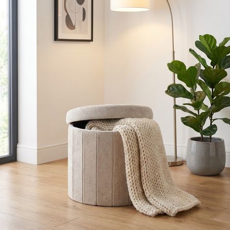 Natural Fabric Ottoman Storage (1/2)