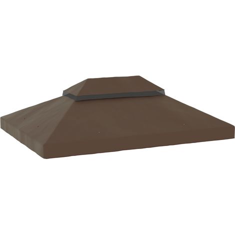 AS EASY Bâche pour pavillon de jardin 3x4 m, double épaisseur, en tissu Oxford 600D avec trous de drainage, couleur café
