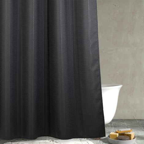 Rideau de douche gaufré gris : rideau de douche en polyester texturé robuste pour salle de bain Anti-moisissure et hydrofuge Lavable 183 x 183 cm (1/5)