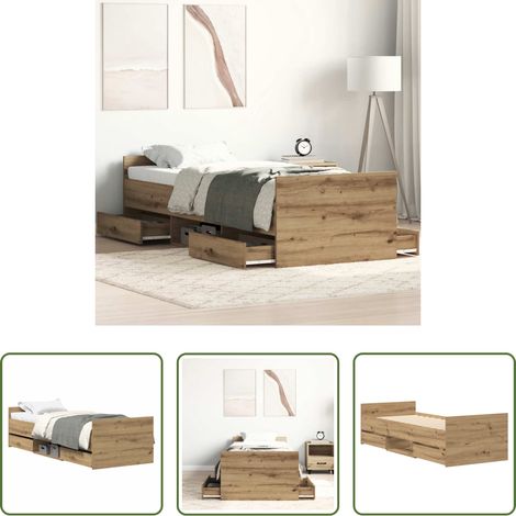 Sommeil - Cadre de lit sans matelas chêne artisanal 100x200 cm (1/5)
