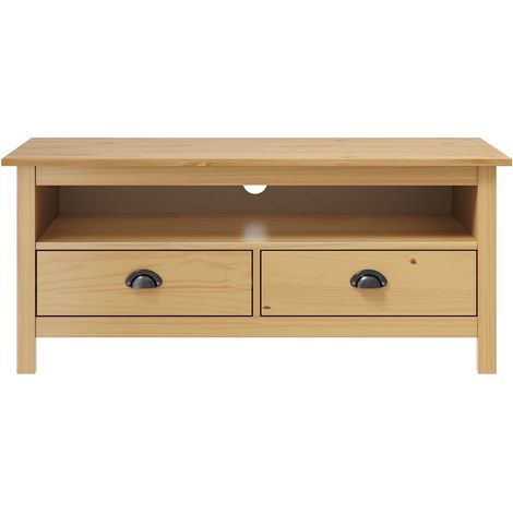 Meuble TV, Étagère TV, Meuble de Salon, Hill Range Marron miel 110x40x47cm Bois de pin solide OIB1364E (1/4)