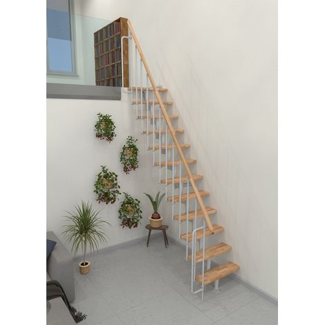 Minka Mittelholmtreppe Joker 35 - 304cm Geschosshöhe Buche Weiß