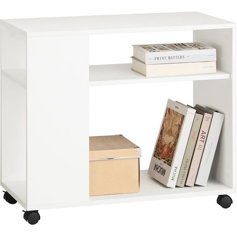 Mesa Auxiliar con 2 Estantes, Consola,Mesita de Noche con Ruedas FBT34-W SoBuy ES (1/5)