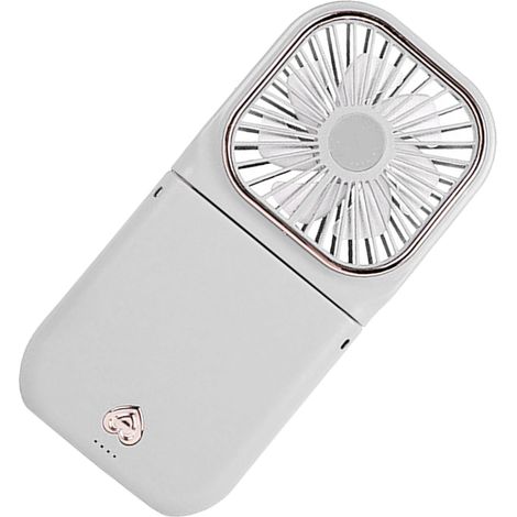 Ventilateur de cou pliable à trois niveaux réglables, rechargeable par USB, mini ventilateur portatif à suspendre autour du cou pour la randonnée et les pique-niques, blanc