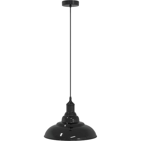 Lampe suspendue réglable hauteur E27 noir brillant Ø 31cm métal CFW570270 (1/5)