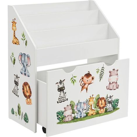 [GEBRAUCHT] B-Ware Kinder Bücherregal mit 3 Fächern und herausziehbarer Spielzeugkiste für Ordnung (1/2)