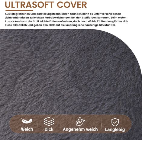 Fauteuil pouf adulte en fausse fourrure gris clair, sans montage, pour salon et chambre (1/5)