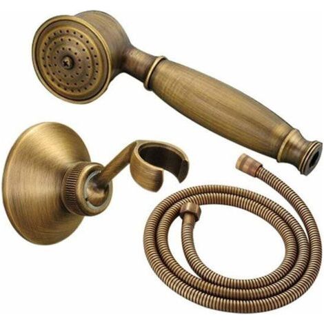 ALLIANDISPommeau de douche en laiton antique – Système de douche complet avec tuyau 1,5m – Support rotatif 360° – Buses de douche incluses (1/4)