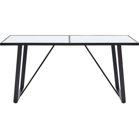 Maison Exclusive - Tavolo da Pranzo Bianco 160x80x75 cm in Vetro Temperato (1/5)