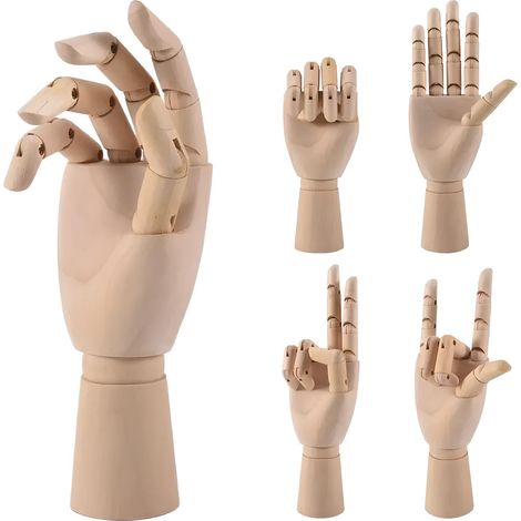 Maniquí de mano de madera de 18 cm para dibujar modelos anatómicos para artistas y como elemento decorativo de interior. (1/5)