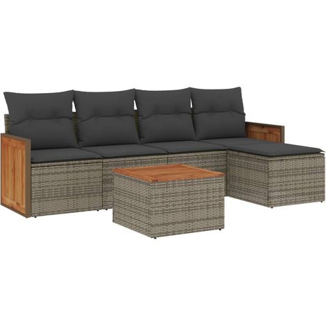 Maison Exclusive - 6-tlg. Garten-Sofagarnitur mit Kissen Grau Pol
