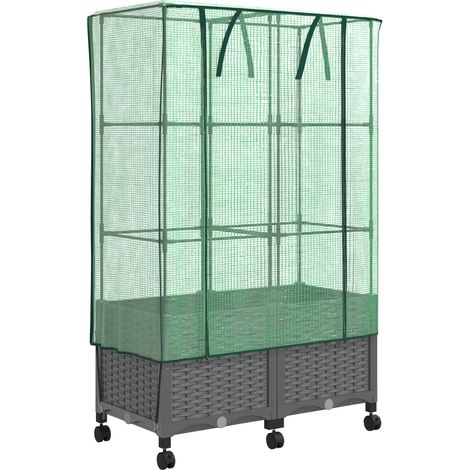 Gartenplanter mit Gewächshausabdeckung und Rädern 2 Stk. PP vidaXL