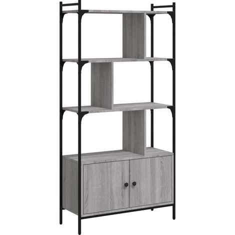 Maison Exclusive - Bücherregal mit Türen Grau Sonoma 76,5x30x154,