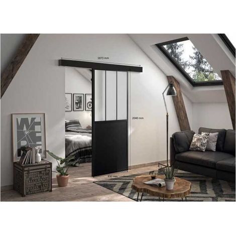 Optimum Schiebetür-Set Schwarz Matt H204 x B83 cm (1/2)