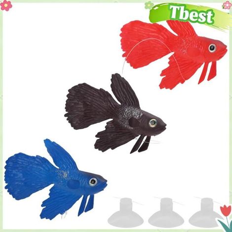 Tbest Poisson coloré en silicone 3pcs Poissons En Silicone Colorés Écologiques Pour Aquarium Décoration animalerie fond (1/5)