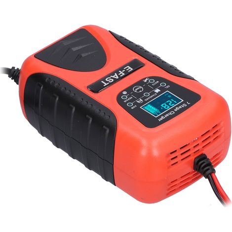 Chargeur de batterie automatique 12V 7A 7 étapes pour tondeuse, moto, SUV, bateau – prise UE 100-240V, maintien et entretien. (1/5)
