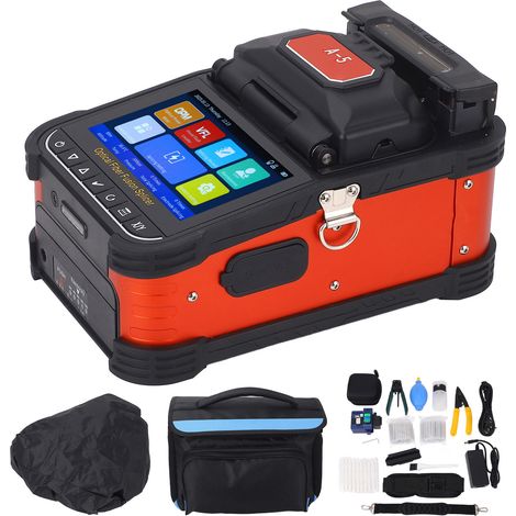 Épisseuse automatique de fusion de fibre optique Écran tactile capacitif de 5,0 pouces Épissage 8S Chauffage 18S 10 langues Batterie 7800mAh Prise UE AC100-240V (1/5)