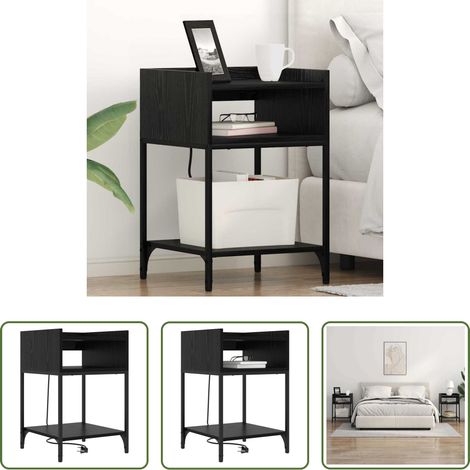 Rangement chambre -  Cabinet de chevet Chêne noir 40 x 40 x 61 cm Bois d'ingénierie (1/5)