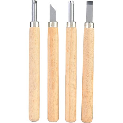 Ensemble de quatre outils de sculpture sur bois en acier blanc, adaptés aux tampons en caoutchouc (ensemble 4) (1/3)