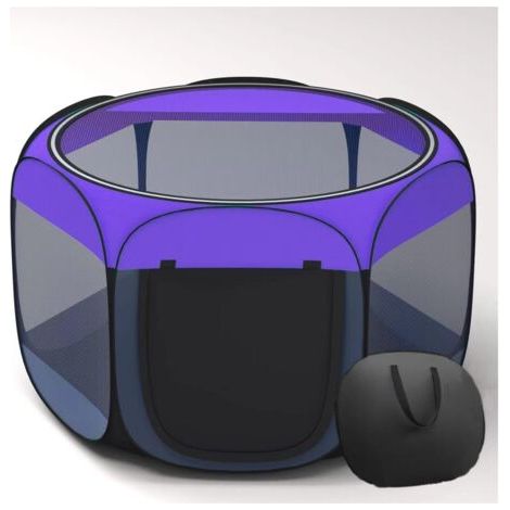 QORVA-(Violet, M) Parc Portable Pliable pour Animaux de Compagnie, Cage pour Chat, pour intérieur et extérieur, Tente pour Animaux de Compagnie et Chiot