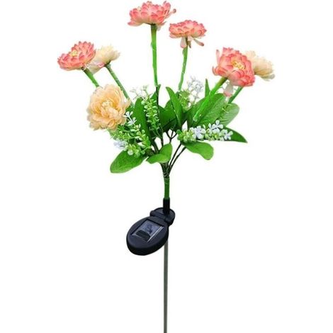 Lot de 2 lampes solaires de jardin, lotus des neiges avec LED, étanches IP65, pour pelouse, trottoir, terrasse, balcon et décoration paysagère. (1/4)