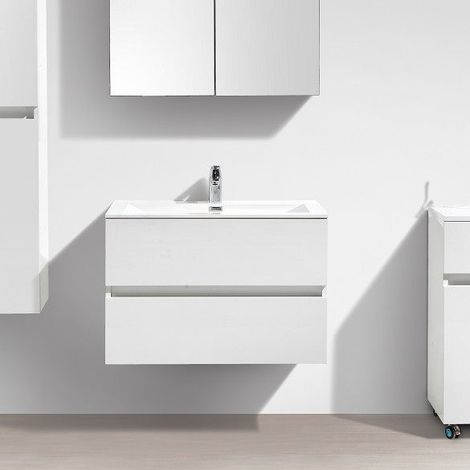 Mueble lavabo + lavabo 80cm MONTADO SIENA Blanco Lacado