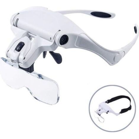APEX - Loupe frontale avec lumière LED - Pour la lecture, les loisirs créatifs, les réparations, la fabrication de bijoux - Grossissements : 1x, 1,5x, 2x, 2,5x, 3,5x (1/5)