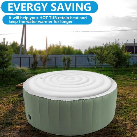 Aufblasbare Badewannenabdeckung für Whirlpools - Runde Badewannenabdeckung für energiesparende Whirlpools - Aufblasbare Ausführung für den Außenbereich, 140 cm Durchmesser nach dem Aufblasen. (1/5)