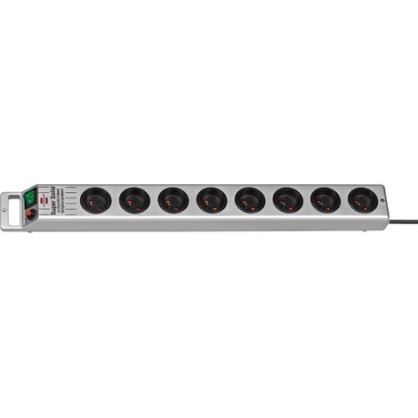 Regleta de enchufes de 8 tomas, 2,5 m, H05VV-F3G1.5, color plata, Super-Solid brennenstuhl