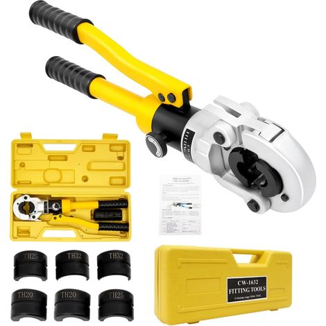Pince à Sertir Hydraulique 8 Tonnes Pince à Sertir Multicouche 16-32mm Sertisseuse Multicouche Avec 4 Mâchoires Tête Rotative 360°Pour tube composite et raccords TH Profil Crimp pince à serti