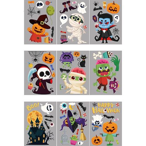 Abnehmbarer Halloween-Fensteraufkleber, ideal, um Ihrer Dekoration eine festliche Note zu verleihen, ohne Rückstände zu hinterlassen.