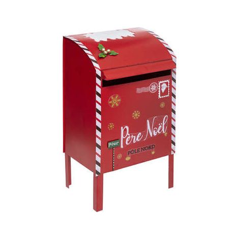 Atmosphera – Boîte aux lettres rouge en métal H 80 cm – Dimensions L 44 cm x P 29,5 cm – Design festif avec inscription 'Père Noël' (1/9)