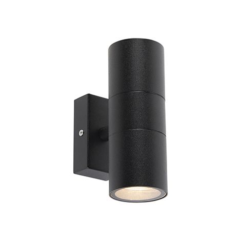 QAZQA + Moderno Lámpara de pared exterior inteligente negra IP44 con 2 GU10 wifi - Duo Acero inoxidable Cilíndra Adecuado para LED Max. 2 x 5 Watt