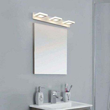 Lampe Miroir Applique Salle de Bain lumière tricolore, 15W Luminaire Salle de Bain Intérieure Moderne lampe Eclairage Salle de Bain, Réglable à 360Ḟ, 48CM [Classe énergétique A+] 3 têtes carrées (1/3)