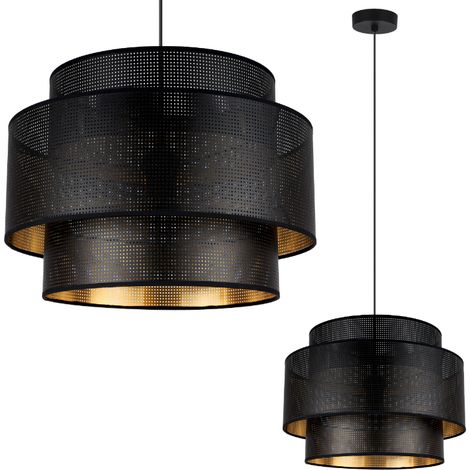 Suspension Asti trio noir et or 40 cm en maille filet (1/5)