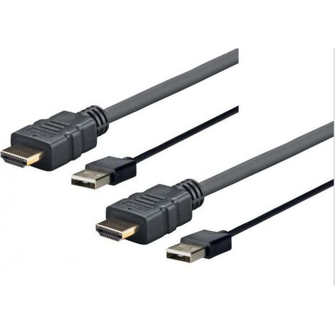 1 câble HDMI-USB A mâle-mâle, 1 m, diamètre 7,5 mm, noir, pour connexion multimédia et alimentation